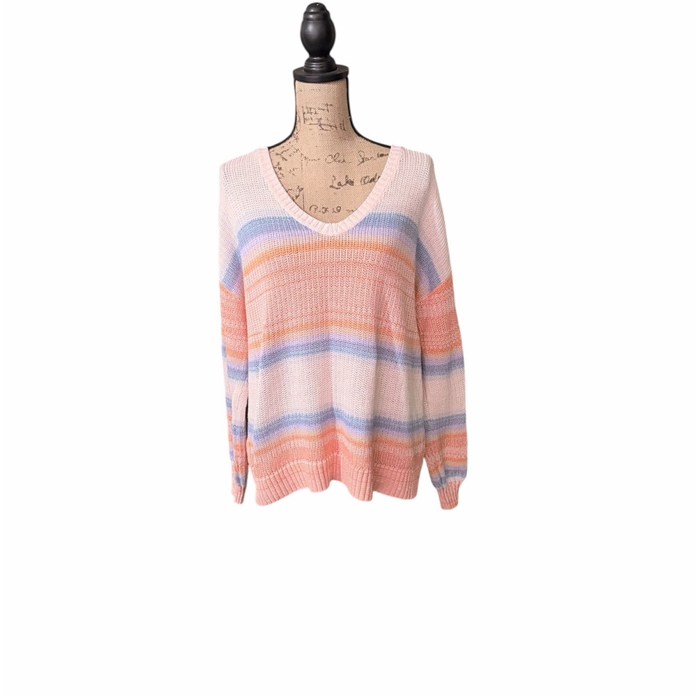 LOFT‎ Pastel Striped V-Neck Sweater